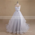 Gorgeous Strapless Sweet Heart Pleat Ruffle Tulle Wedding Dress With Ribbon